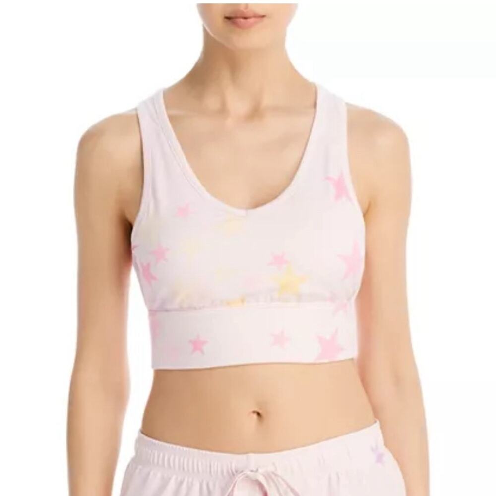 NWT PJ SALVAGE Blush Pink Multicolored Peachy Party Star Bralette Womens